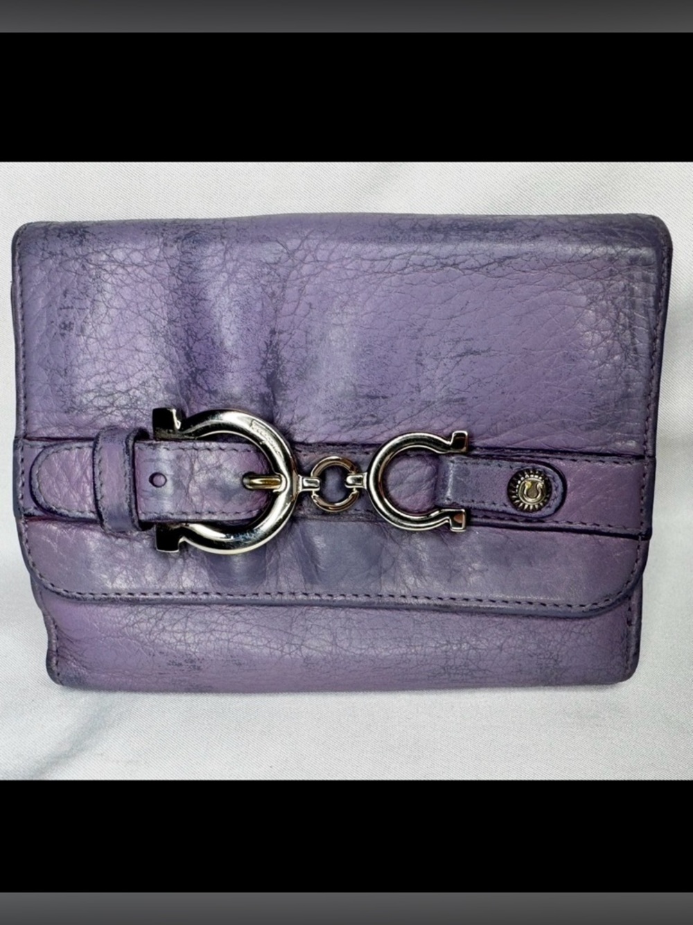 Salvatore Ferragamo Women's Leather Compact Wallet Purple